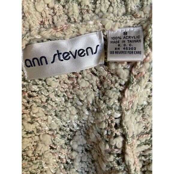 Vintage Ann Stevens Pastel Acrylic Chunky Knit V Neck Sweater Women's Small - Picture 10 of 10